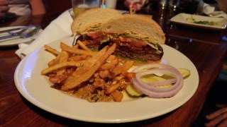 Some Dude's Burger with garlic fries