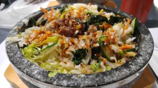Hot Stone Bibimbap with Bulgogi, mixed