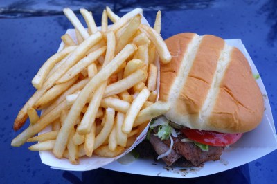 The State Champ burger with fries