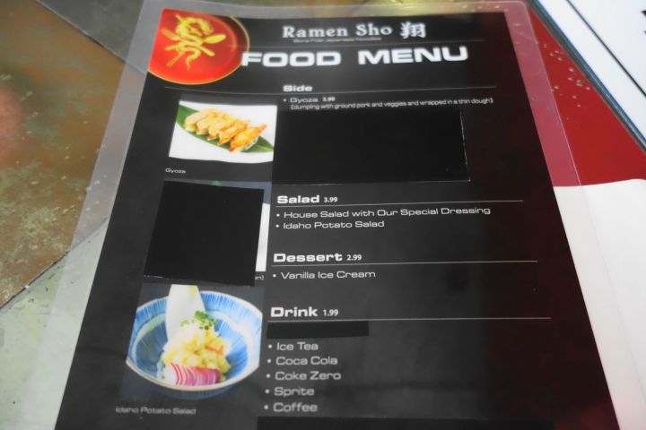 Ramen Sho menu 2